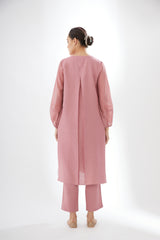 Button-up Balloon Sleeve Tunic With Pants