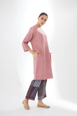Drop-shoulder Tunic with Striped Pants