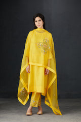 Perforated seam tunic with intricate hand embroidered Pants