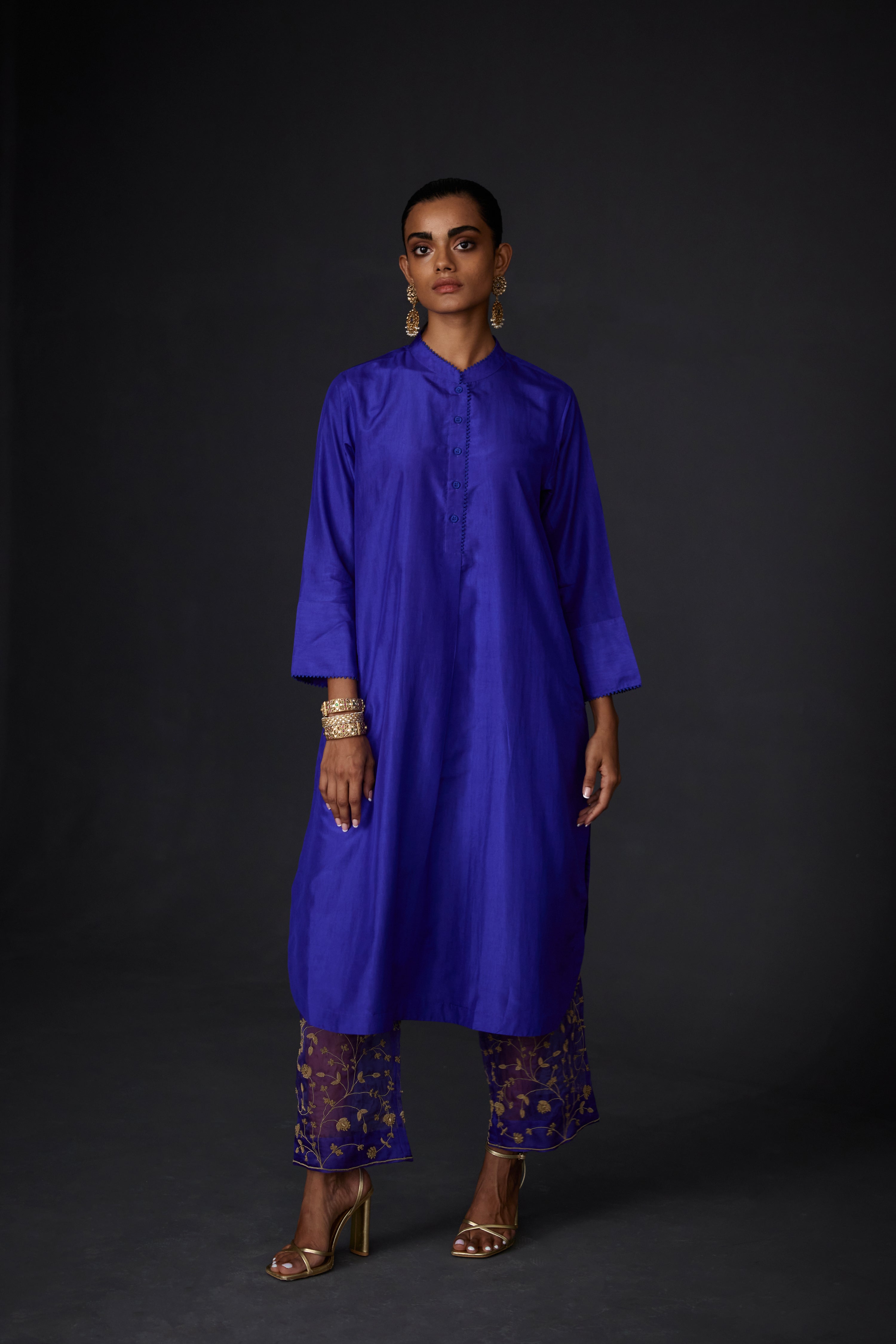 EMBROIDERED TUNIC TROUSER SET- PERSIAN BLUE – BRIH