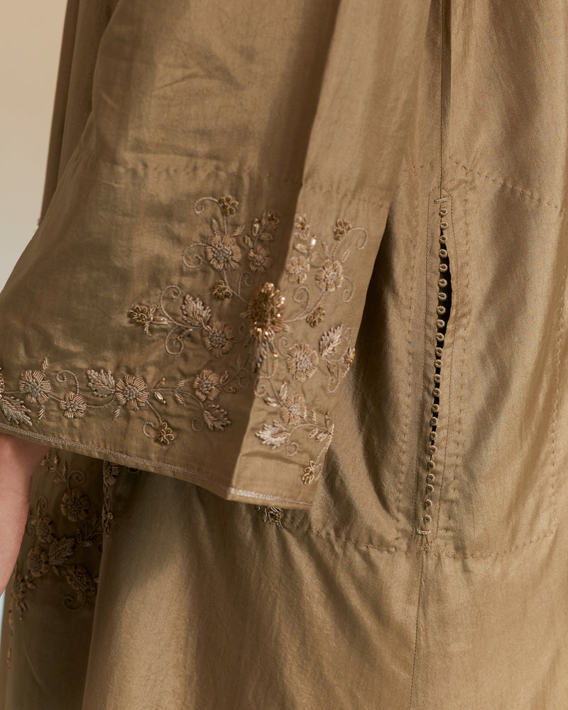 EMBROIDERED TUNIC TROUSER SET- GOLDEN