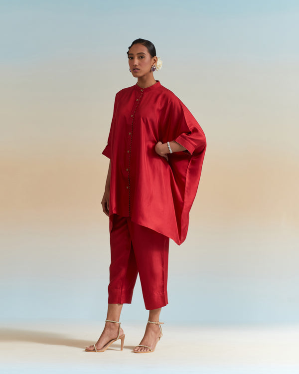 TUNIC TROUSER SET- DEEP RED