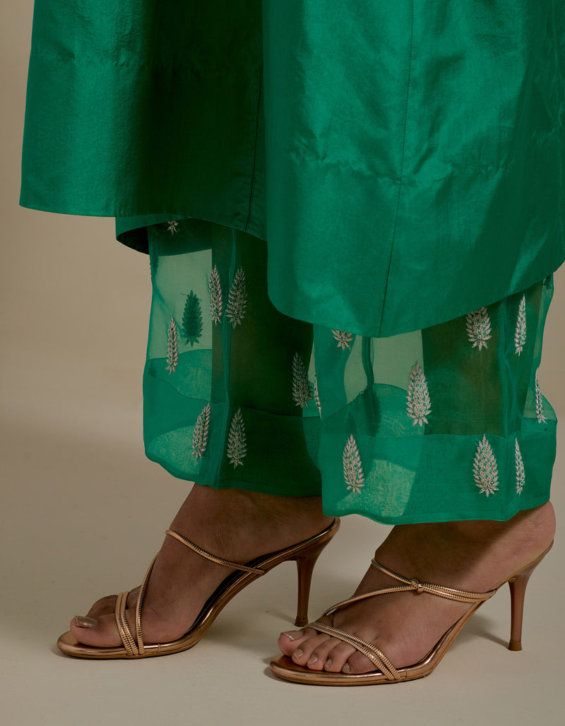EMBROIDERED TUNIC TROUSER SET- GREEN