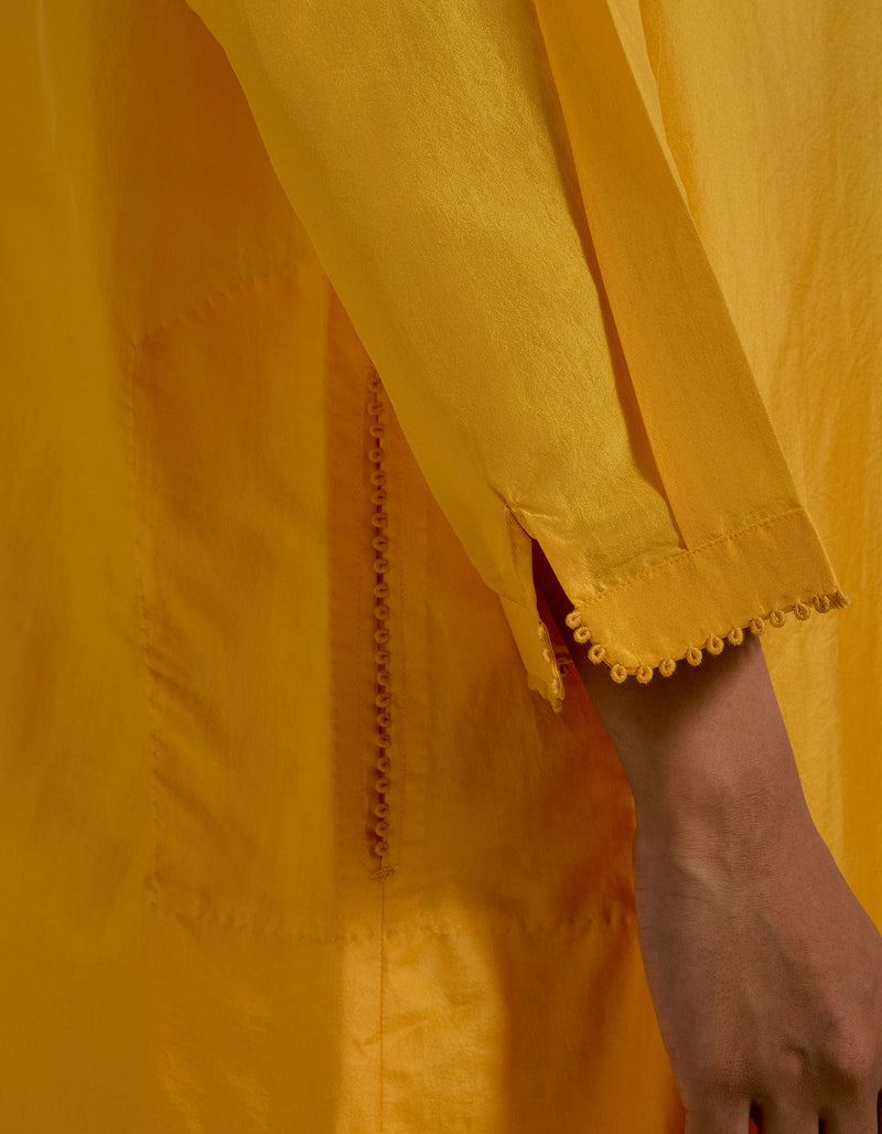 EMBROIDERED TUNIC TROUSER SET- MANGO YELLOW