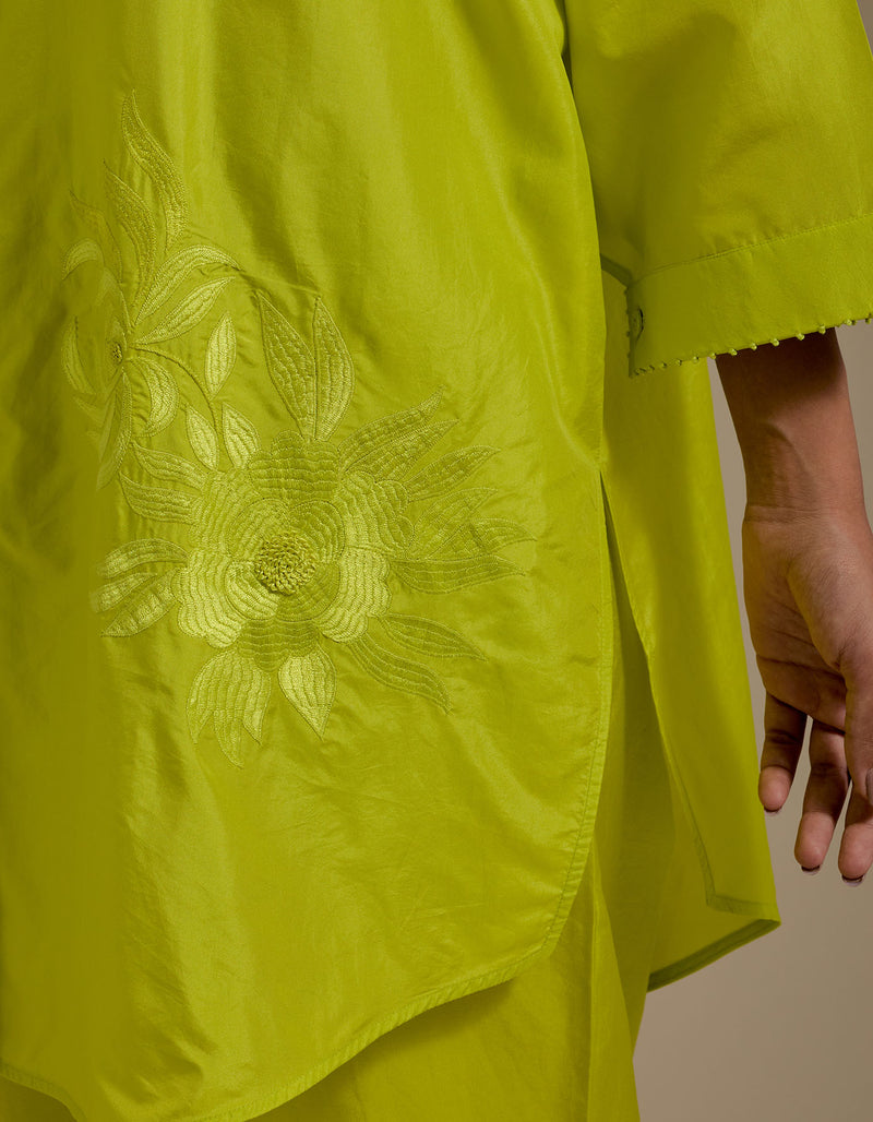 EMBROIDERED TUNIC TROUSER SET- LIME
