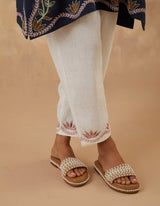 EMBROIDERED TUNIC TROUSER SET- NAVY NOIR/VANILLA