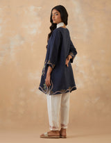 EMBROIDERED TUNIC TROUSER SET- NAVY NOIR/VANILLA