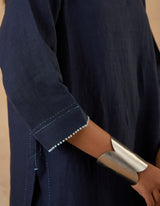 EMBROIDERED TUNIC TROUSER SET- NAVY NOIR