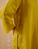 EMBROIDERED TUNIC TROUSER SET- CANARY