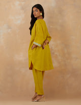 EMBROIDERED TUNIC TROUSER SET- CANARY