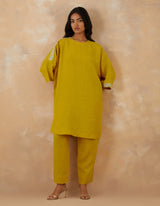 EMBROIDERED TUNIC TROUSER SET- CANARY