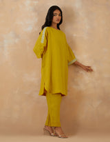 EMBROIDERED TUNIC TROUSER SET- CANARY