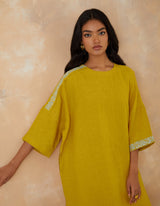 EMBROIDERED TUNIC TROUSER SET- CANARY