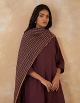HAND EMBROIDERED DUPATTA- PLUM NOIR