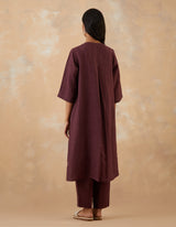 EMBROIDERED TUNIC TROUSER SET- PLUM NOIR