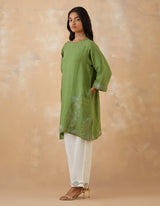 EMBROIDERED TUNIC TROUSER SET- MATCHA/VANILLA