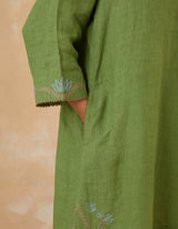 EMBROIDERED TUNIC TROUSER SET- MATCHA/VANILLA