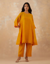 EMBROIDERED TUNIC TROUSER SET- APRICOT