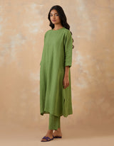 EMBROIDERED TUNIC TROUSER SET- MATCHA