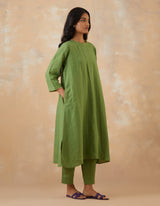 EMBROIDERED TUNIC TROUSER SET- MATCHA