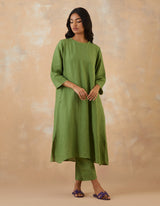 EMBROIDERED TUNIC TROUSER SET- MATCHA
