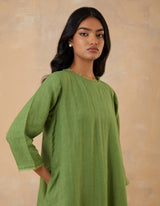 EMBROIDERED TUNIC TROUSER SET- MATCHA