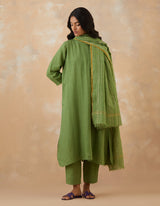 EMBROIDERED TUNIC TROUSER SET- MATCHA