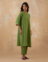 EMBROIDERED TUNIC TROUSER SET- MATCHA