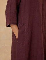 EMBROIDERED TUNIC TROUSER SET- PLUM NOIR