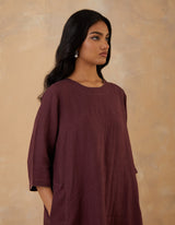 EMBROIDERED TUNIC TROUSER SET- PLUM NOIR
