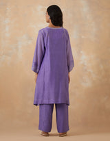 EMBROIDERED TUNIC TROUSER SET- LAVENDAR
