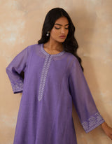 EMBROIDERED TUNIC TROUSER SET- LAVENDAR