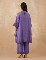 EMBROIDERED TUNIC TROUSER SET- LAVENDAR
