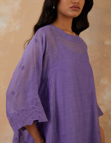 EMBROIDERED TUNIC TROUSER SET- LAVENDAR