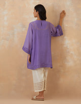 EMBROIDERED TUNIC TROUSER SET- LAVENDAR/VANILLA