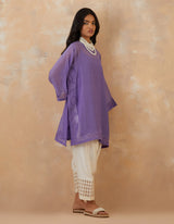 EMBROIDERED TUNIC TROUSER SET- LAVENDAR/VANILLA