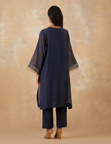 EMBROIDERED TUNIC TROUSER SET- NAVY NOIR