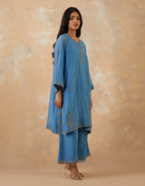 EMBROIDERED TUNIC TROUSER SET- BLUEBELL