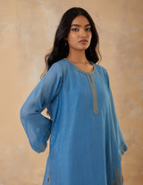 EMBROIDERED TUNIC TROUSER SET- BLUEBELL
