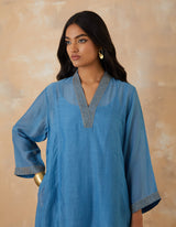 EMBROIDERED TUNIC TROUSER SET- BLUEBELL