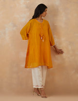 EMBROIDERED TUNIC TROUSER SET- APRICOT VANILLA