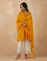 HAND EMBROIDERED DUPATTA- APRICOT