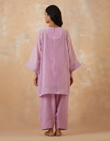 EMBROIDERED TUNIC TROUSER SET- ORCHID