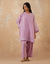 EMBROIDERED TUNIC TROUSER SET- ORCHID