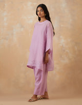 EMBROIDERED TUNIC TROUSER SET- ORCHID