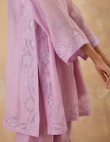 EMBROIDERED TUNIC TROUSER SET- ORCHID