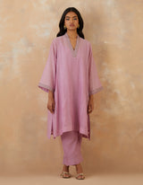 EMBROIDERED TUNIC TROUSER SET- ORCHID
