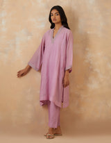 EMBROIDERED TUNIC TROUSER SET- ORCHID