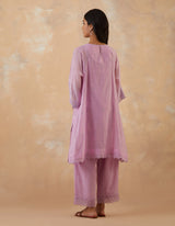 EMBROIDERED TUNIC TROUSER SET- ORCHID