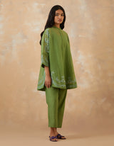 EMBROIDERED TUNIC TROUSER SET- MATCHA